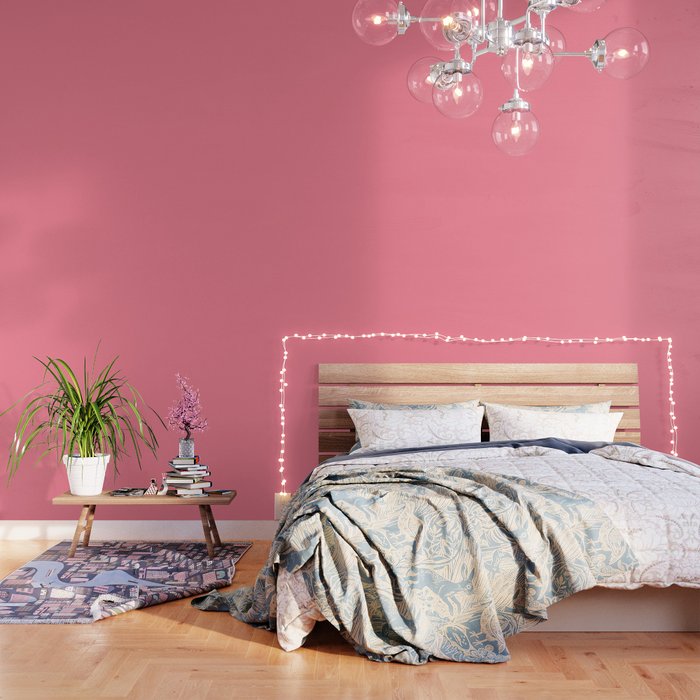 Paradise Pink Solid Matte Colour Blocks Wallpaper