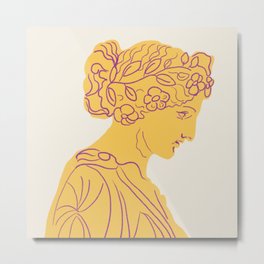 Ancient goddess #1 Metal Print | Statue, Woman, Illustration, Greek, Sculpture, Art, Ancient, Roman, Yellow, Drawing 
