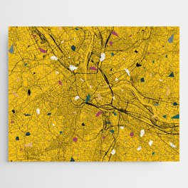 basel - Switzerland. Yellow Terrazzo City Map Jigsaw Puzzle