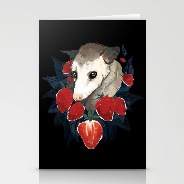 Strawberry Opossum by Alison Polston Stationery Cards