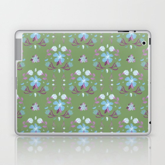 In Bloom Gentle Olive and Ocean Laptop & iPad Skin
