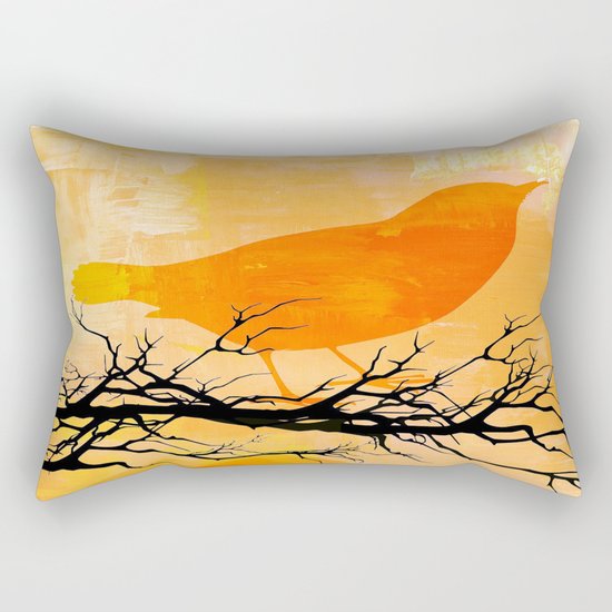 Orange Bird Rectangular Pillow