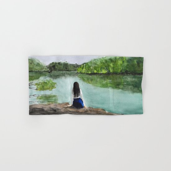 girl and nature Hand & Bath Towel