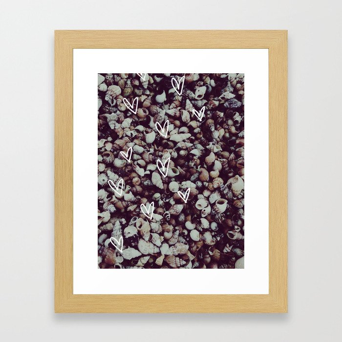 charcoal seashell pattern Framed Art Print