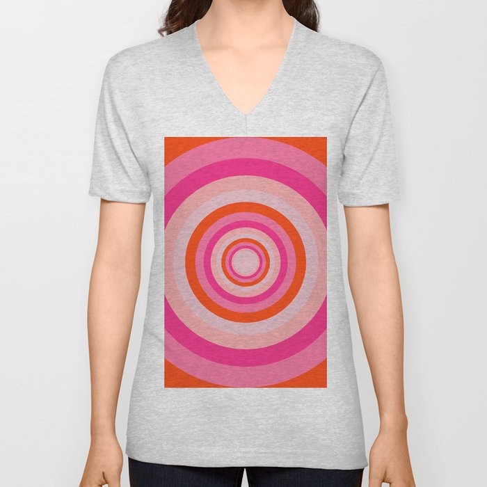 Pink Psychedelic Circles (xii 2021) V Neck T Shirt