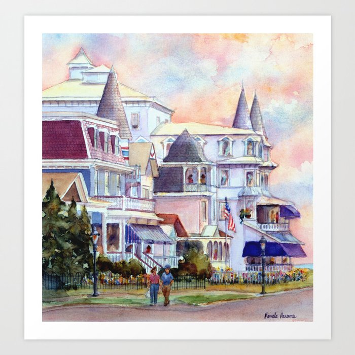 Cape May, New Jersey, Jersey Shore. Watercolor Painting Art Print