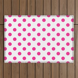 Polka Dots (Rose & White Pattern) Outdoor Rug