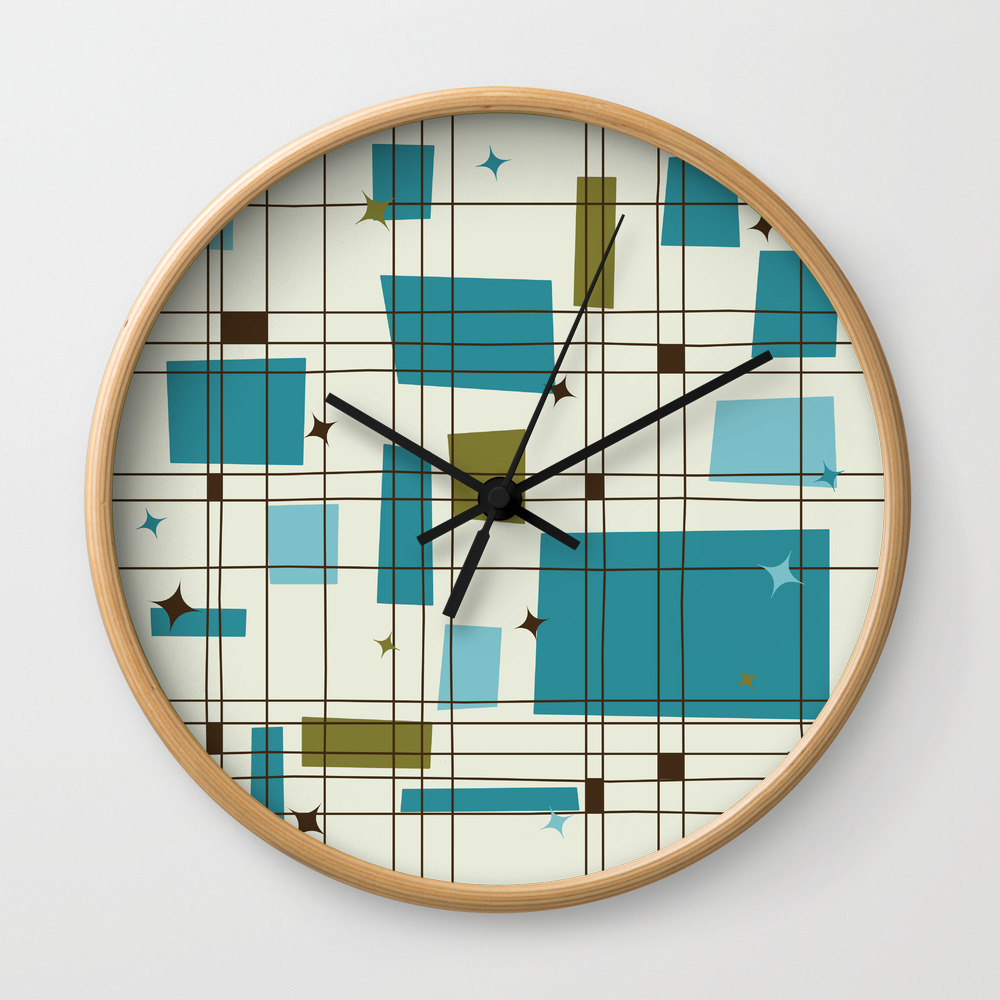 Mid Century Modern Teal Wall Clock By Studiofibonacci Society6