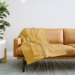 Geometric Lines Ying and Yang IV in Mustard Yellow Throw Blanket