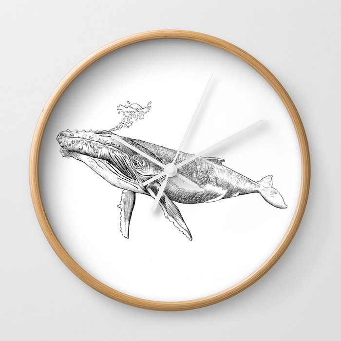 Humpback Whale with Bubbles Wall Clock