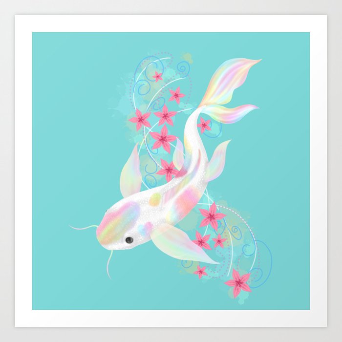 Koi Fish Watercolor Cherry Blossom Art Print By Abigailnails