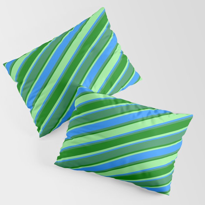 Light Green, Blue, Sea Green, and Green Colored Stripes Pattern Pillow Sham