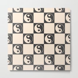 Yin Yang Check, Checkerboard Black and White  Metal Print | Neutral, Black And White, Yingyang, Painting, Mystic, Pop Art, Yinyang, Checkerboard, Street Art, Checkred 