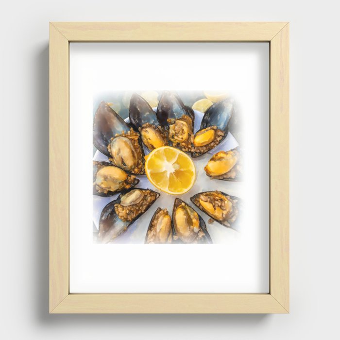 Delicious filled mussels  Recessed Framed Print