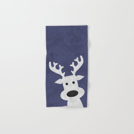 Christmas reindeer blue marble Hand & Bath Towel