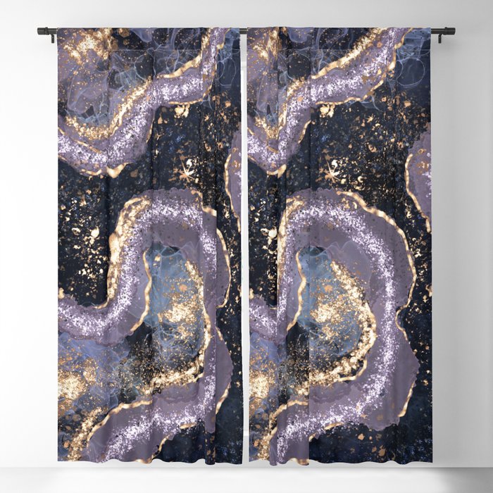 Purple and Gold Abstract Alcohol Ink Blackout Curtain