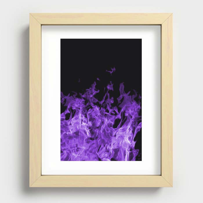 Purple Flames on black Recessed Framed Print