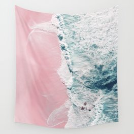 Aerial Ocean Print - Beach - Pink Sand - Wave - Original Sea of Love - Travel Photography  Wall Tapestry