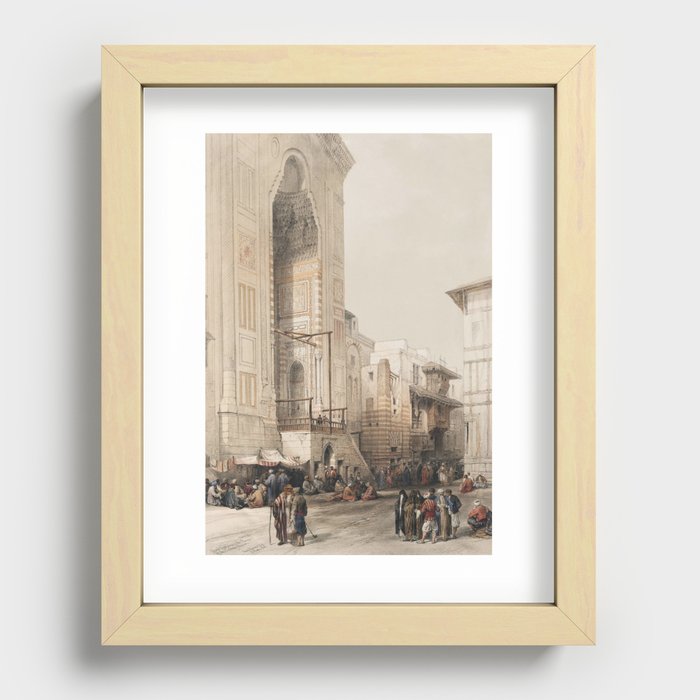 Grand entrance to the Mosque of the Sultan Hassan illustration by David Roberts (1796–1864). Recessed Framed Print