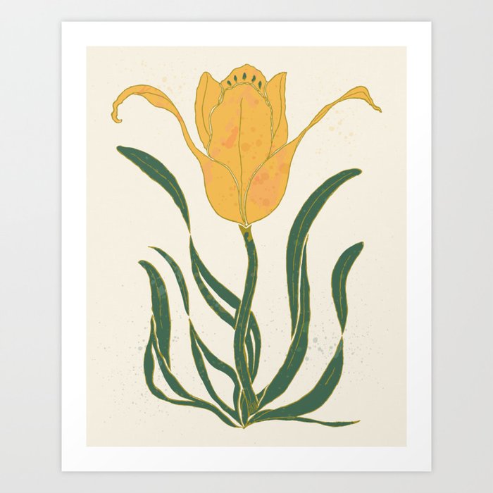Vintage Tulip Botanical Abstract Painting Art Print