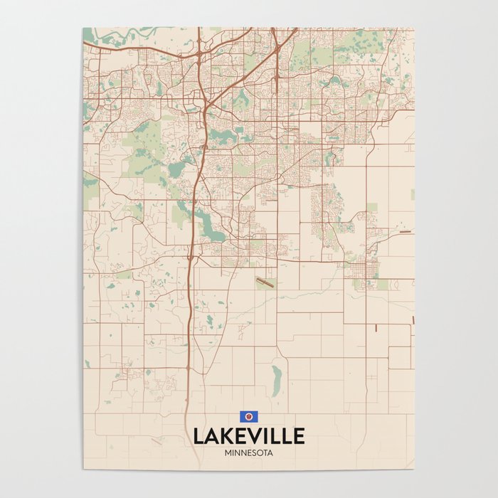 Lakeville, Minnesota, United States - Vintage City Map Poster