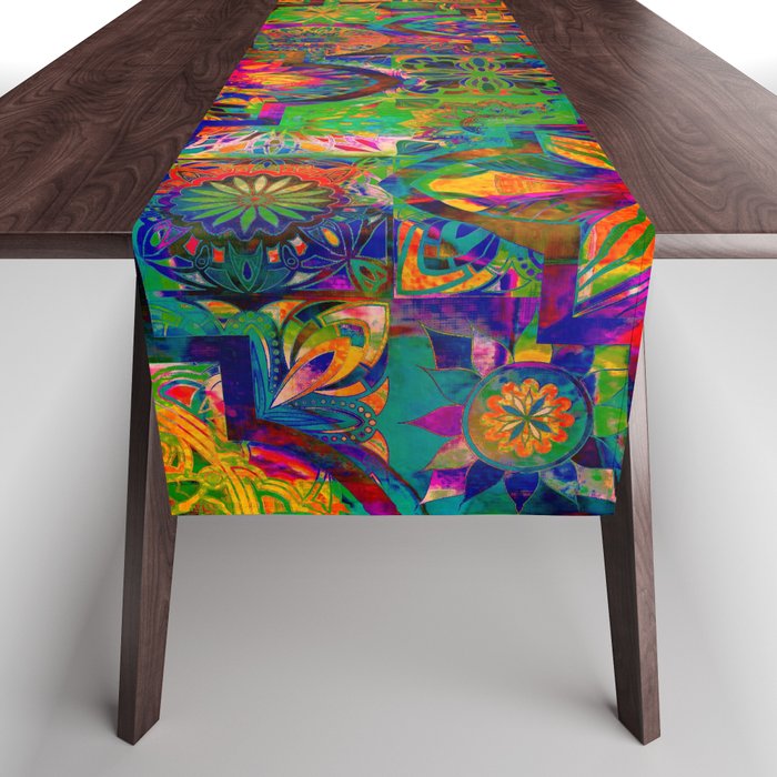 Bohemian hippie boho tie dye design Table Runner