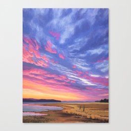 Pink and Purple Sunrise Over Bay Canvas Print