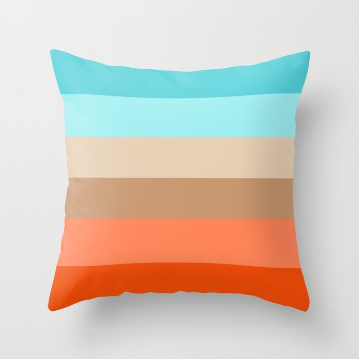 Modern Orange Aqua Sand Color Block Stripes Throw Pillow By Modern Orange Aqua Sand Color Block Stripes Throw Pillow