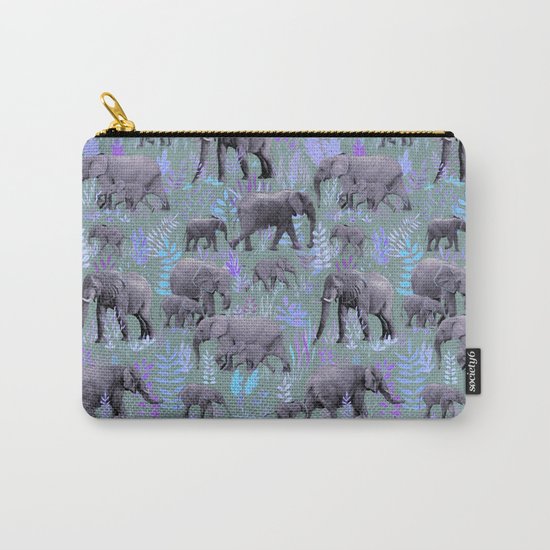 Sweet Elephants in Purple and Grey Carry-All Pouch