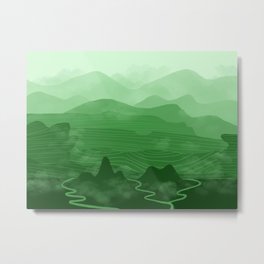 Misty Mountain Green Metal Print | Colored Pencil, Pop Art, Graphite, Digital, Drawing, Mistymountain, Ink Pen, Acrylic, Green 