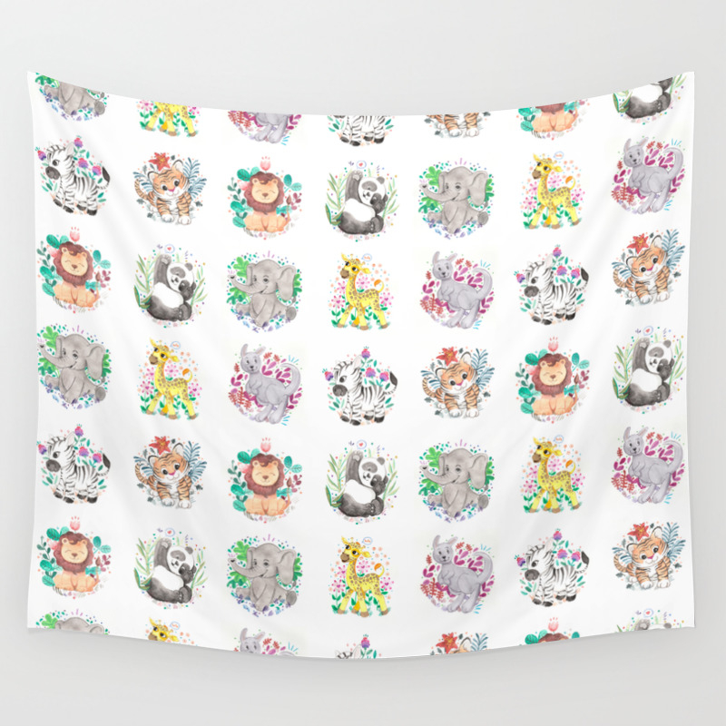 Jungle Animal Wallpaper Wall Tapestry By Rockandroarcreative