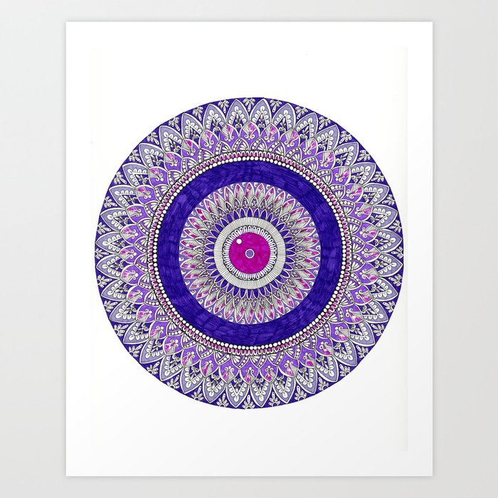 Purple Mandala, Geometric Shaped Patterns Art Print
