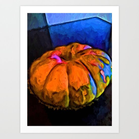 Beautiful Orange Pumpkin with some Blue and Pink Art Print