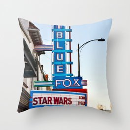 Blue Fox Movie Theatre Throw Pillow