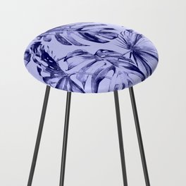 Very Peri 2022 Color Of The Year Violet Blue Periwinkle Tropical Monstera Counter Stool