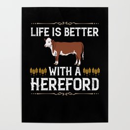 Hereford Cow Cattle Bull Beef Farm Poster