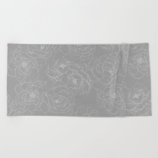Peony Flower Pattern II Beach Towel