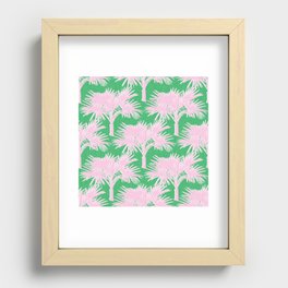 Retro Palm Trees Pastel Pink and Kelly Green Recessed Framed Print