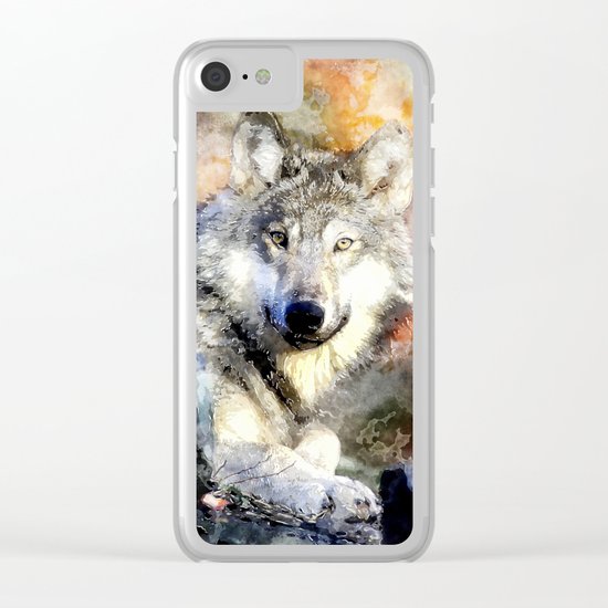 Wolf Animal Wild Nature-watercolor Illustration Clear iPhone Case