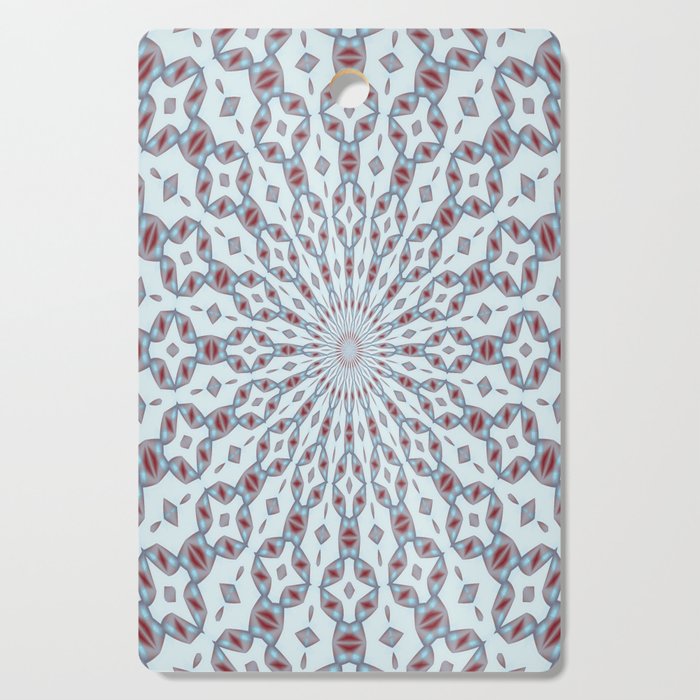 Radial Pattern In Blue and Pale Green On Buff White Cutting Board