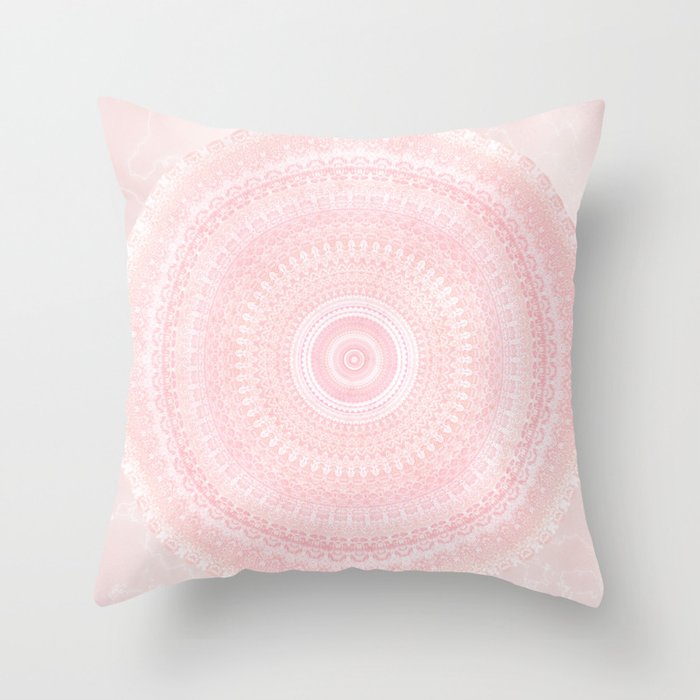 Pastel Pink Mandala Throw Pillow
