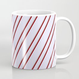 [ Thumbnail: Lavender, Dark Grey, and Dark Red Colored Lines Pattern Coffee Mug ]