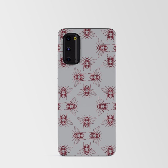 Nature Honey Bees Bumble Bee Pattern Red Gray Grey Android Card Case