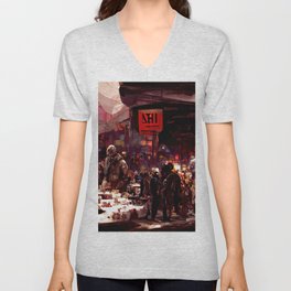 Post-Apocalyptic street market V Neck T Shirt