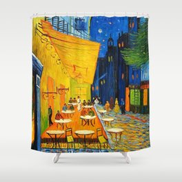 Cafe Terrace At Night By Vincent Van Gogh Shower Curtain