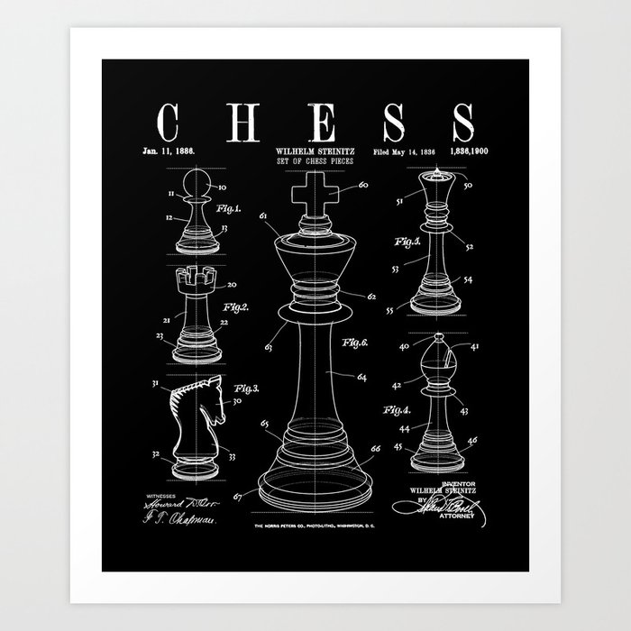 Chess Print, Vintage Chess Poster, Vintage Wall Art Print, Chess