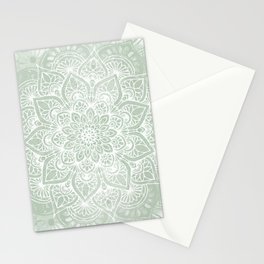 Mandala, Yoga Love, Sage Green, Boho Print Stationery Card