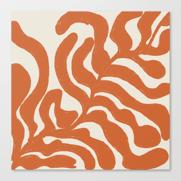 Vintage Orange Matisse Leaves Canvas Print