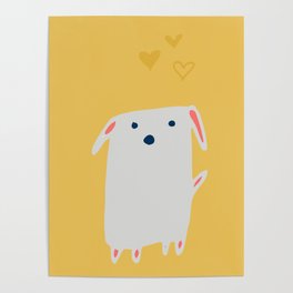 Cute sweet Dog Yellow Poster