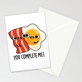 You Complete Me Cute Bacon Egg Pun Stationery Card